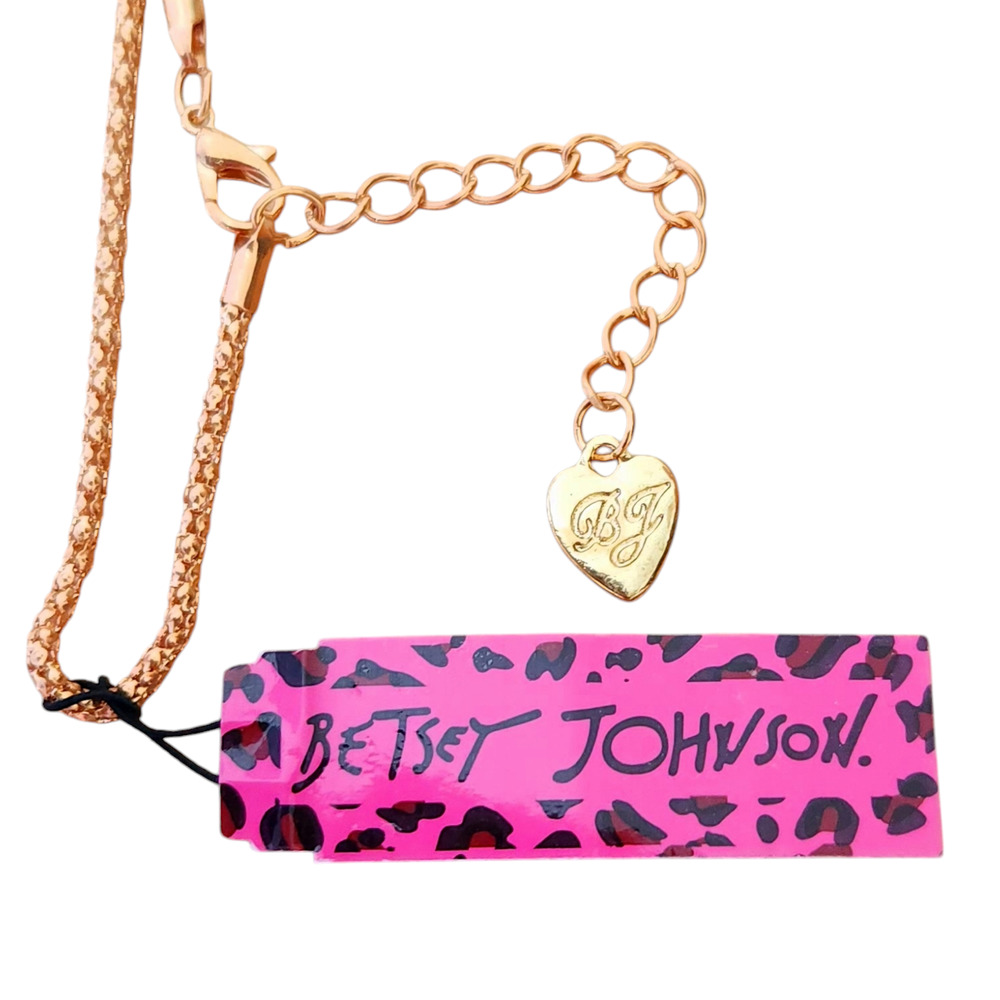 BETSEY JOHNSON bling statement chain goldtone Dragon amber crystal necklace NEW - Picture 4 of 5